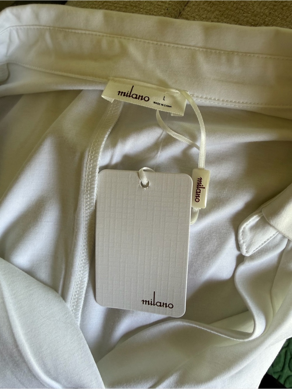 Milano White Button-Front Ruched Collared Top - Picture 2 of 2